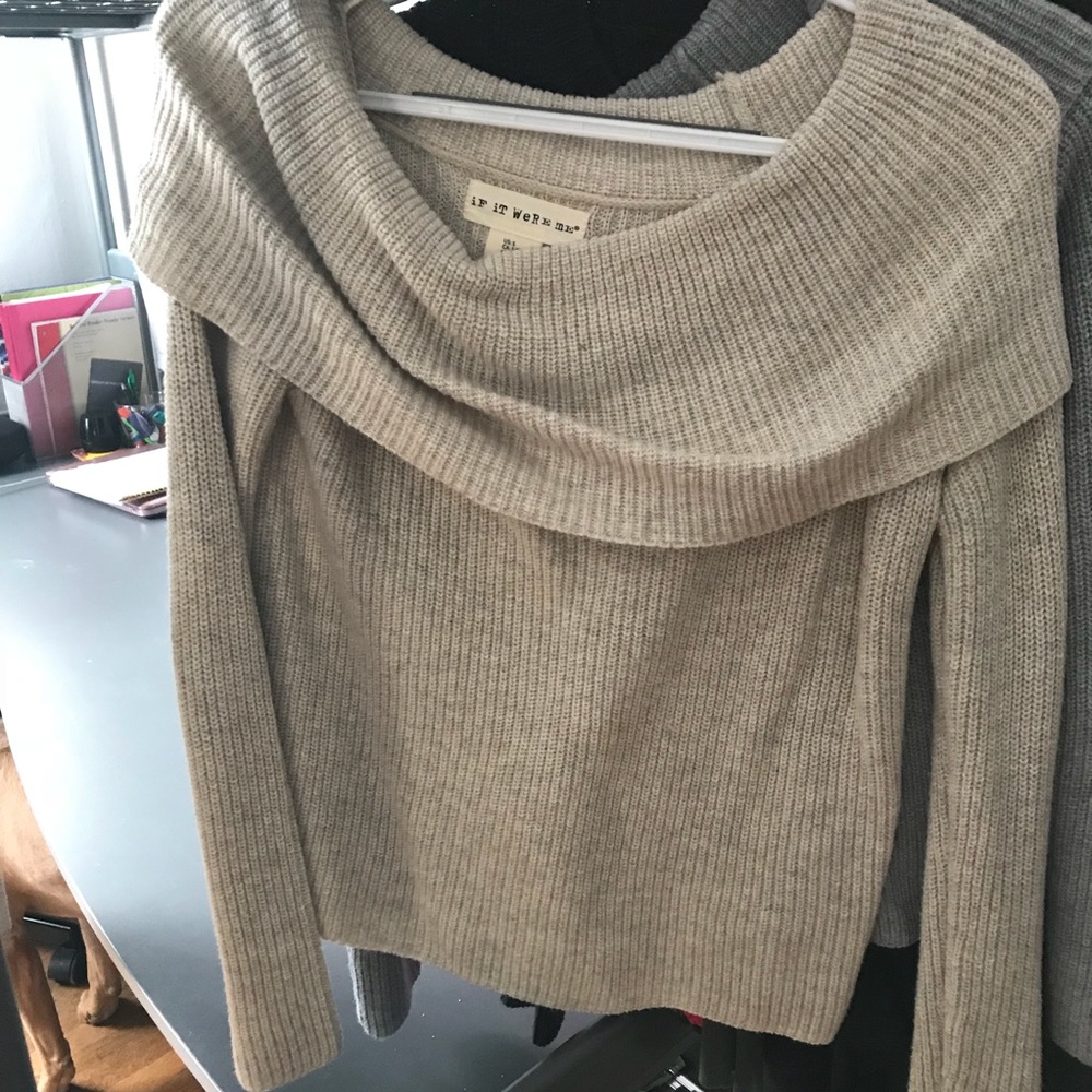 Beige off the shoulder sweater